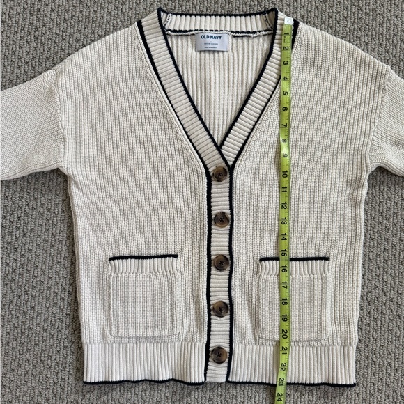 Old Navy Women’s Cardigan - Cream with Dark Trim - Picture 3 of 4